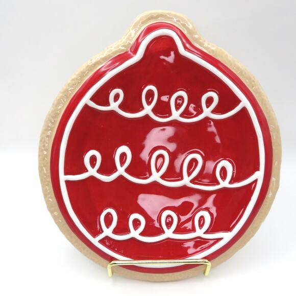 Fitz & Floyd Santa’s Kitchen Ornament Small Ceramic Platter Red Cookie Plate - Picture 2 of 10
